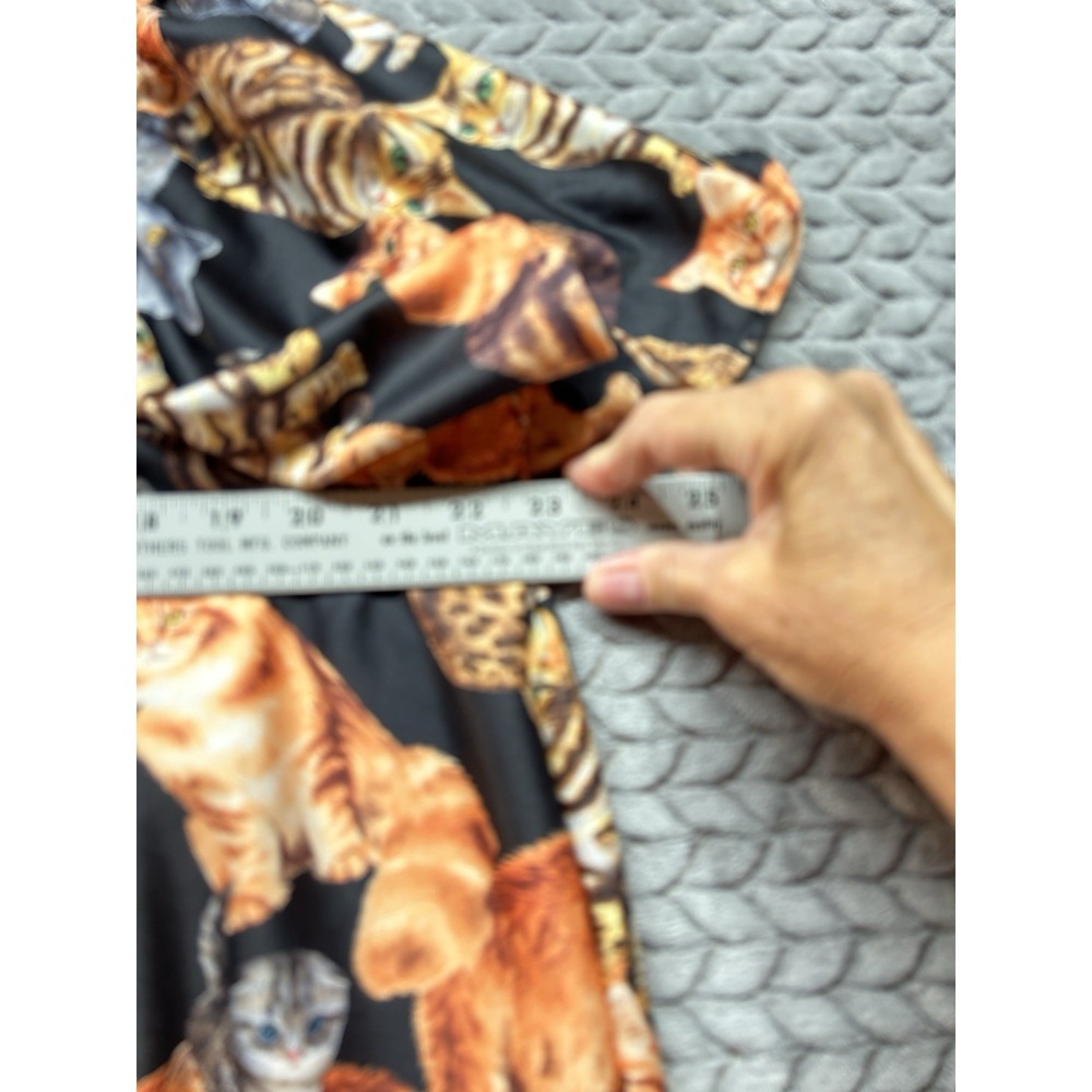 Womens Cat Print Blouse Top Black Orange Short Sleeve Kitty Novelty Shirt 2xl - Picture 6 of 6